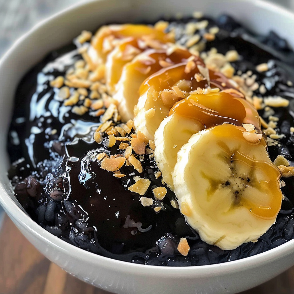 Black Rice Pudding with Caramel Bananas​
