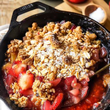 Incredible Strawberry Rhubarb Skillet Crisp Delightfully Tasty - Valentine Marble Heart Cake 5